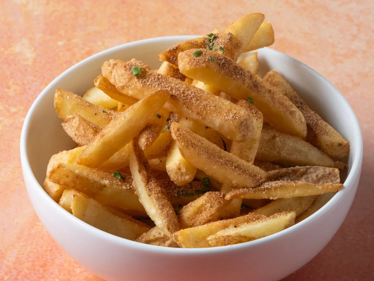 Seasoned skin on fries served with chives